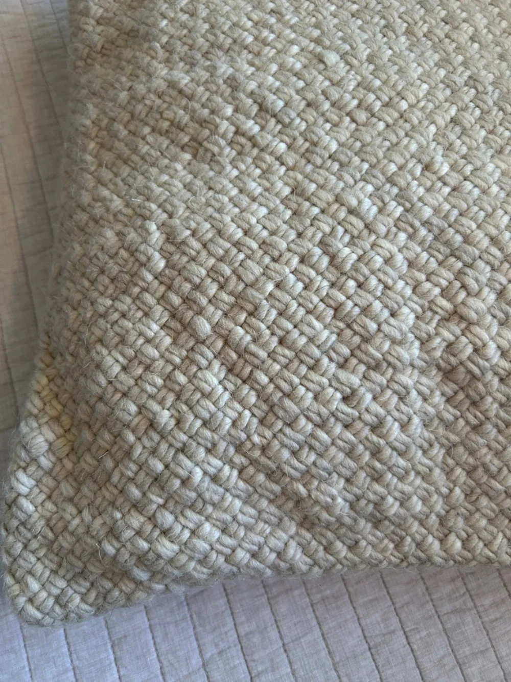 West Elm, Heather cream, neutral boho wool cotton, throw pillow 20X 20